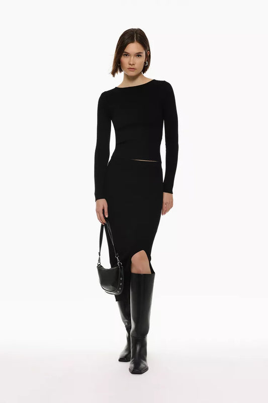 Damia - Jersey Punto Canalé-Negro