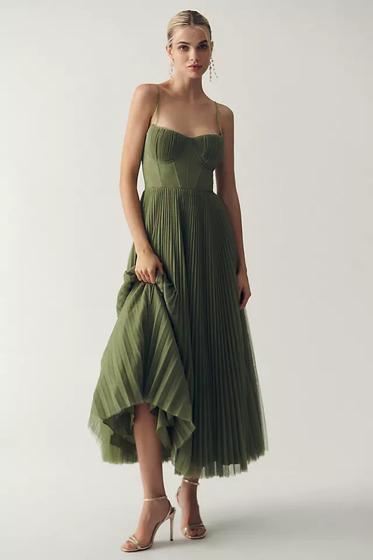 CAROLINA™ - VESTIDO PLISADO VERDE