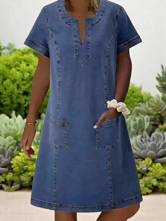 JULIA| Vestido vaquero suave con bolsillos delanteros.