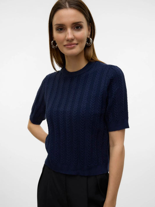 Jersey de manga corta mujer-Azul Marino